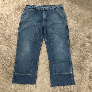 Jeans carpentiere Carhartt EB227-480 doppio ginocchio logato taglia 36x32 (36x27 ritagliato) - Foto 1 di 10