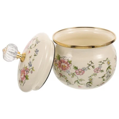 Tarro de galletas floral vintage con tapa, cuenco de caramelo esmaltado bote de té decorativo... Foto 1 de 4