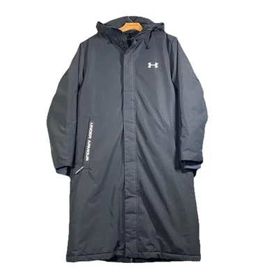 Under Armour пальто мужской размер L черный UA Primaloft изолированный с капюшоном скамейка куртка - Изображение 1 из 4