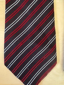 Cravatta Tiffany & Co. 100% seta a righe blu navy Made in Italy - Foto 1 di 7