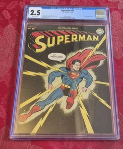 SUPERMAN #32 CGC 2,5 PÁGINAS BRITÁNICAS CLÁSICO RELÁMPAGO "HACE COSQUILLAS" CUBIERTA DE LA EDAD DE ORO - Imagen 1 de 2