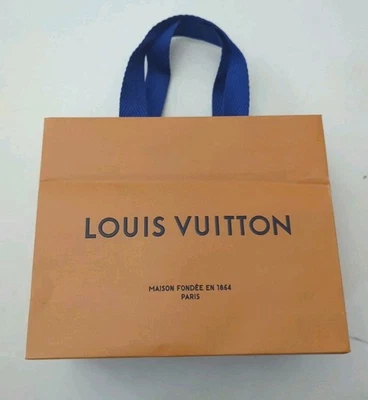 Auténtica bolsa de regalo grande Louis Vuitton naranja y azul 7x9" porta recibos Foto 1 de 4