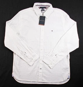 Tommy Hilfiger Hombres Camisa Blanca XL Manga Larga Botón Delantero Calce Regular $80 NUEVA - Imagen 1 de 8
