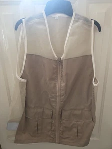 Reflective Mens Fishing Vest Tan Brown Large Mesh Hunting Shooting New - Picture 1 of 5