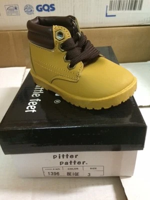 NIB WORK BOOTS Hi Tops Boys Shoes Camel with Brown Laces Baby/Toddler Size 1-10 - Image 1 of 2
