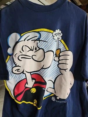 Popeye I Yam What I Yam T Shirt Adult XL/2XL Blue Cartoon Mens See Measurements  - Image 1 of 4