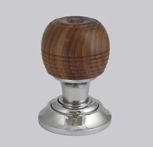 Wooden Brown Cottage Single Door Knob with Polished Chrome Base - Picture 1 of 1