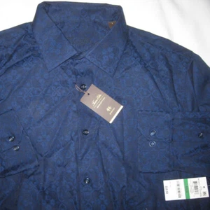 TASSO ELBA ® Novelty Woven - Natural Stretch Navy Combo - Large Shirt - New NWT - Picture 1 of 2