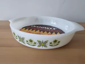 Anchor Hocking Fire King 9" Plato Redondo para Pasteles Prado Verde Patrón NUEVO - Imagen 1 de 4
