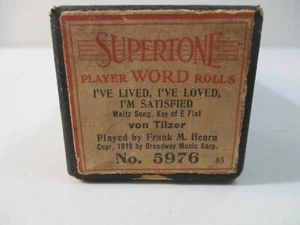 Supertone Player Piano Word Roll 5976 I've Lived, I've Loved, I'm Satisfied 1919 - Picture 1 of 4