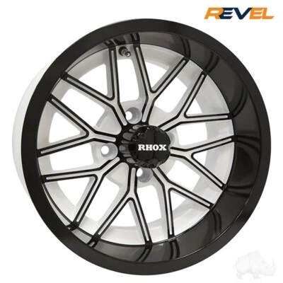 RHOX RX281 14" White & Gloss Black Golf Cart Wheels - Set of 4, 14x7 Wheels Foto 1 de 4
