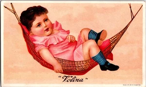 1800s Volina Trade Card Advertisement for Medical Book Girl in Hammock Medicine - Picture 1 of 2