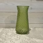 Vintage Glass Vase Lime Green Diamond Pattern Signed Paula Dps #2