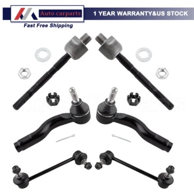 6pc Inner Outer Tie Rod Set & Front Sway Bar End Links for 2003-2008 Mazda 6 - Image 1 of 4