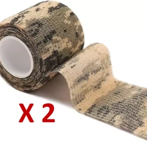 (2 ROLLS) SELF-ADHESIVE CAMO TAPE Gun WRAP Non-woven Digital Desert Camouflage - Picture 1 of 5