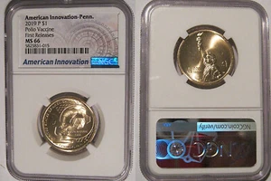 2019 P Innovation PA Dollar $1 Polio Vaccine NGC MS 66 First Releases - Picture 1 of 2
