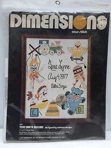 Dimensions Cross Stitch Kit Toys Birth Record Personalized 1978 Vintage NIP - Picture 1 of 3