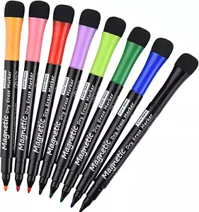 Magnetic Dry Erase Markers, (8 Pk) Dealkits Low Odor White Board Markers Whitebo - Picture 1 of 11