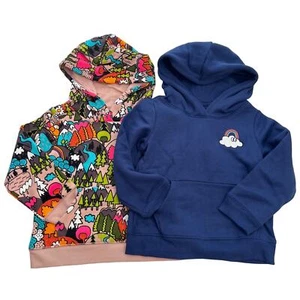 Spotted Zebra Girls Fleece Pullover Hooded Sweatshirt Fun Forest/Navy Size 4T - Picture 1 of 9