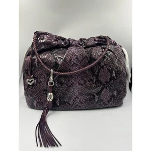 Brighton Nolita Python Embossed Leather Shoulder Bag Purple  NWT - Picture 1 of 7