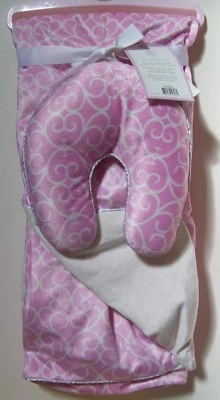 Conjunto de 2 cobertores e travesseiros de viagem para bebê Girls Dreamy Nights rosa macio branco damasco - Imagem 1 de 2