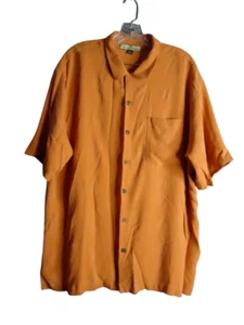 Camisa Tommy Bahama Manga Corta Abotonada XL 100% Seda Lavable a Máquina Naranja - Imagen 1 de 9