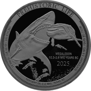 CONGO 20 FRANCOS ONZA DE PLATA PURA 2025 VIDA PREHISTORICA MEGALODON - Bild 1 von 2