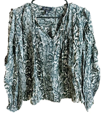 Blusa JESSICA SIMPSON Talla (M) Estampado Piel de Serpiente Volantes 100% Modal Cuello Atado Nueva Sin Etiquetas Foto 1 de 4