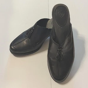 Ariat schwarze Leder-Pantoletten Clogs Keilabsatz Quaste Damen 7,5 Stil 20925 - Bild 1 von 8