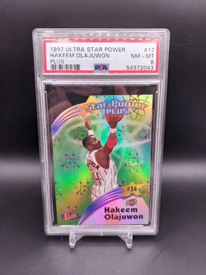 1997 Fleer Ultra Star Power Hakeem Olajuwon Plus PSA 8 Houston Rockets HOF - Imagem 1 de 2