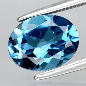 π 2.29ct 9x7mm VS Oval Natural London Blue Topaz Gemstone, Brazil - Picture 1 of 4