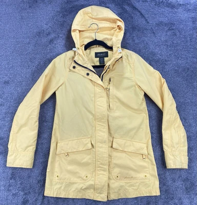 Chaqueta Eddie Bauer Para Mujer XS Amarilla Con Capucha RainPac Parka Concha Abrigo Bolsillos Foto 1 de 4