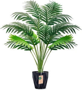 28'' Large Artificial Palm Tree Plants For Home Decor Outdoor/Indoor, Black Pot - Picture 1 of 7