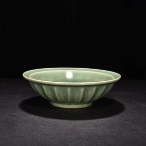 Piatto Pesce Doppio 9,5" Cina Retrò Porcellana Song Longquan Forno Pea Verde Smalto - Foto 1 di 10