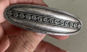 Vintage Sterling Silver Hair Barrette Hair Clip Swirls Made In Taiwan 3.25” x 1” - Picture 1 of 8
