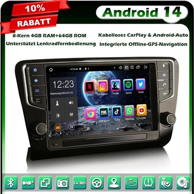 8-Kern Android 14 GPS Autoradio Navi für SKODA Octavia MK III 64GB BT 5.0 DAB+9" - Bild 1 von 4