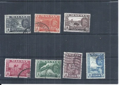 Sellos de Selangor.  Juego 1961 usado. SG 129 - 135 (AS183) Foto 1 de 2