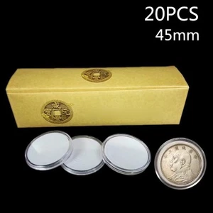 Lot de 20 étuis ronds transparents 45 mm porte-capsule de rangement pour pièce - Picture 1 of 10