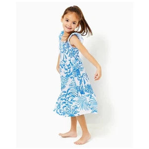 Lilly Pulitzer Girls Mini Jilly Midi Dress Smocked Floral Print Tiered S 280885 - Picture 1 of 8
