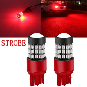 7443 39-LED Red Strobe Flashing Brake Tail Light Bulbs for Honda Hyundai Sonata - Picture 1 of 14