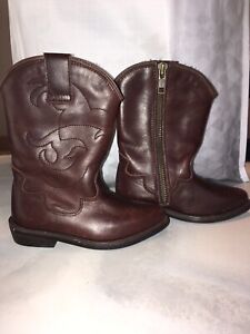 Janie & Jack Brown Leather Cowboy Boots Size 7