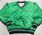 Vintage The Game Satin Jacket Mens Large Green V Neck Pullover Elmhurst 70s USA