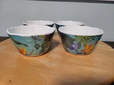 4~222 Fifth tropical flowers melamine appetizer dipping dessert bowls floral - Image 1 of 4