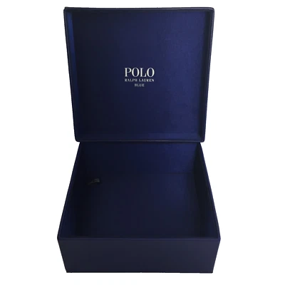 Polo Ralph Lauren Azul Imitación Cuero Caja Solo 8.75" x 8.5" Firma Polo Logo Foto 1 de 4