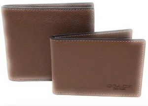 COACH Men's 3-In-1 Wallet (Sport Calf Leather, Dark Saddle) - Picture 1 of 5