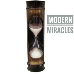 SOLID BRASS SANDTIMER WITH COMPASS VINTAGE RETRO STYLE 1 minute Sand timer - Picture 1 of 4