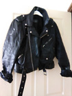 Vintage BLL Cow Hide Black Rich Leather Biker Jacket 38 Belt Studs Zips Ace Cafe