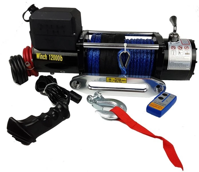 elektrische 12V Winde Seilwinde Forstwinde bis 10800kg mit 25m Synthetikseil NEU - Bild 1 von 1