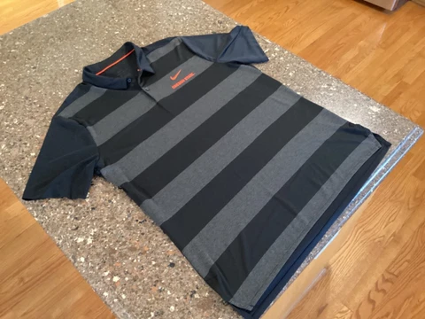 Oregon State Beavers Nike DriFit Golf Polo Shirt Men’s XL Black/ Gary Striped Cover
