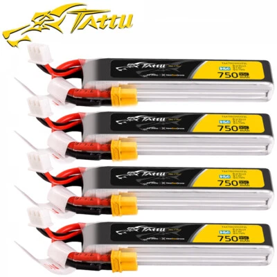 4X Tattu R-Line 750mAh 95C 7.6V 2S Lipo Battery HV XT30 For RC FPV Quadcopter US - Image 1 of 4